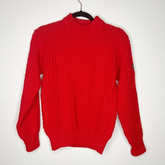 Vintage RollyGo Sweater Red 100% Wool Made in Italy Knit - Picture 1 of 8